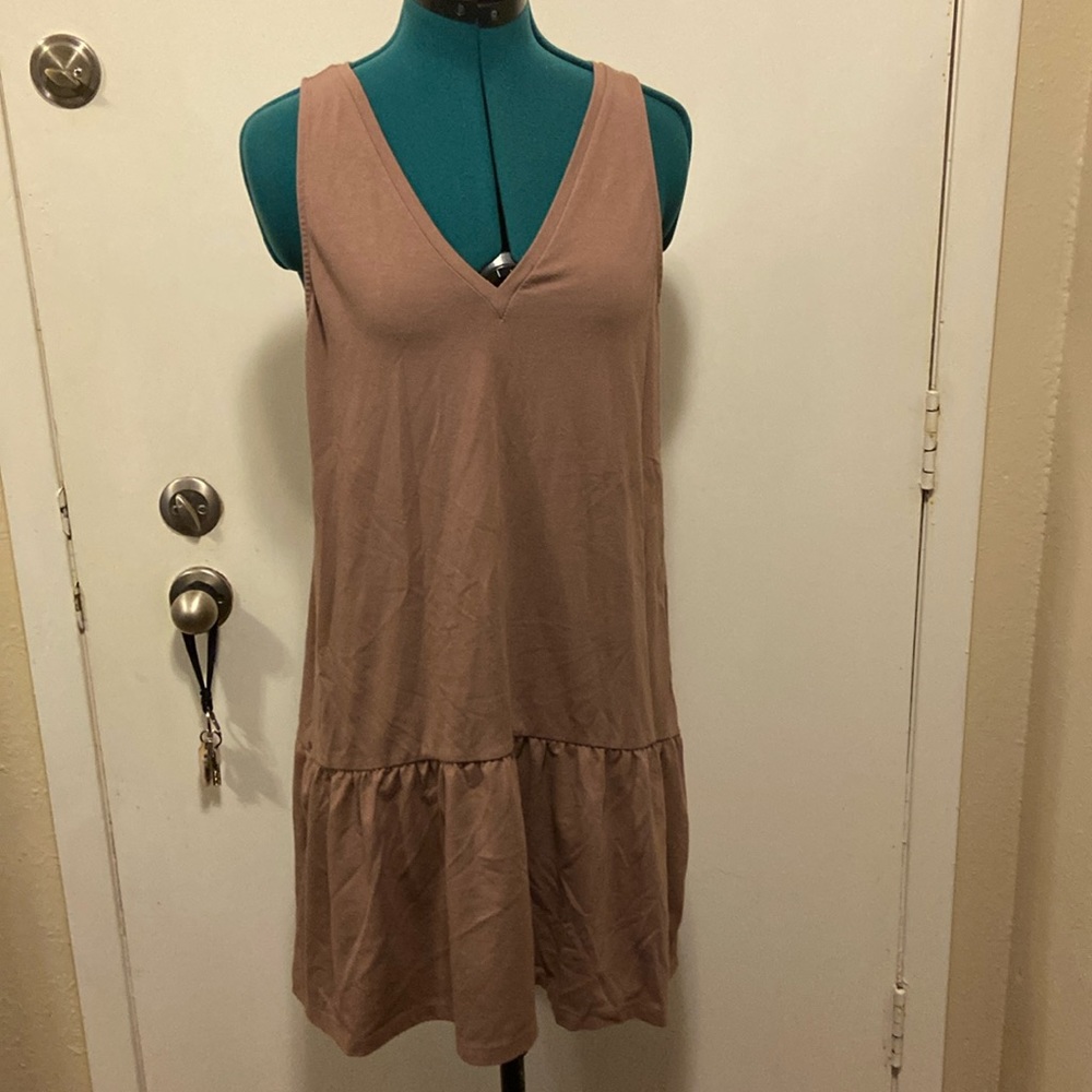Soft dress/Tunic Lt Brown Sleeveless w/drop waist Med by a new day
